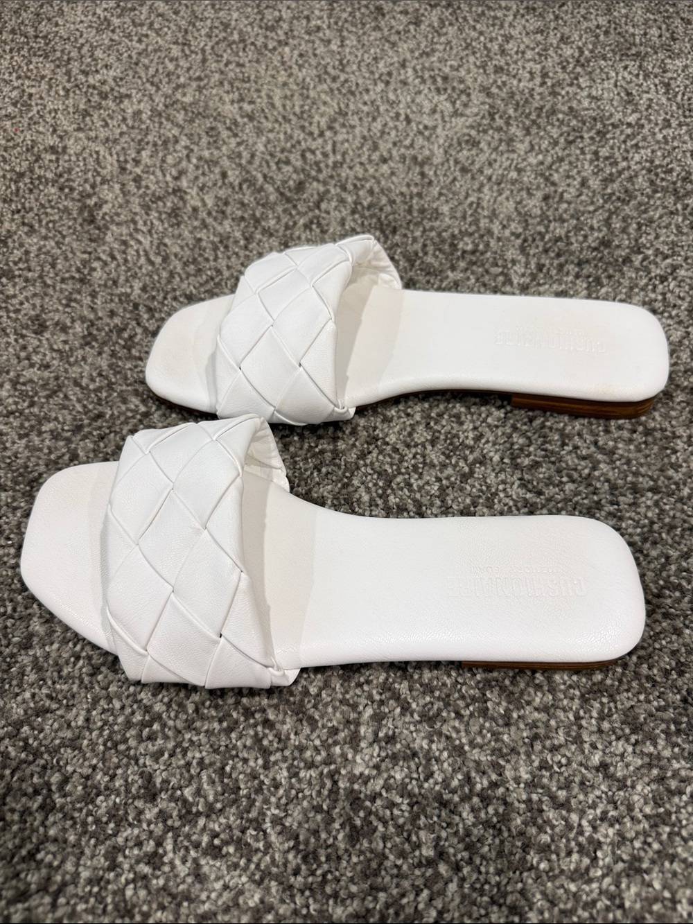 Braided White Slide Sandals for Women